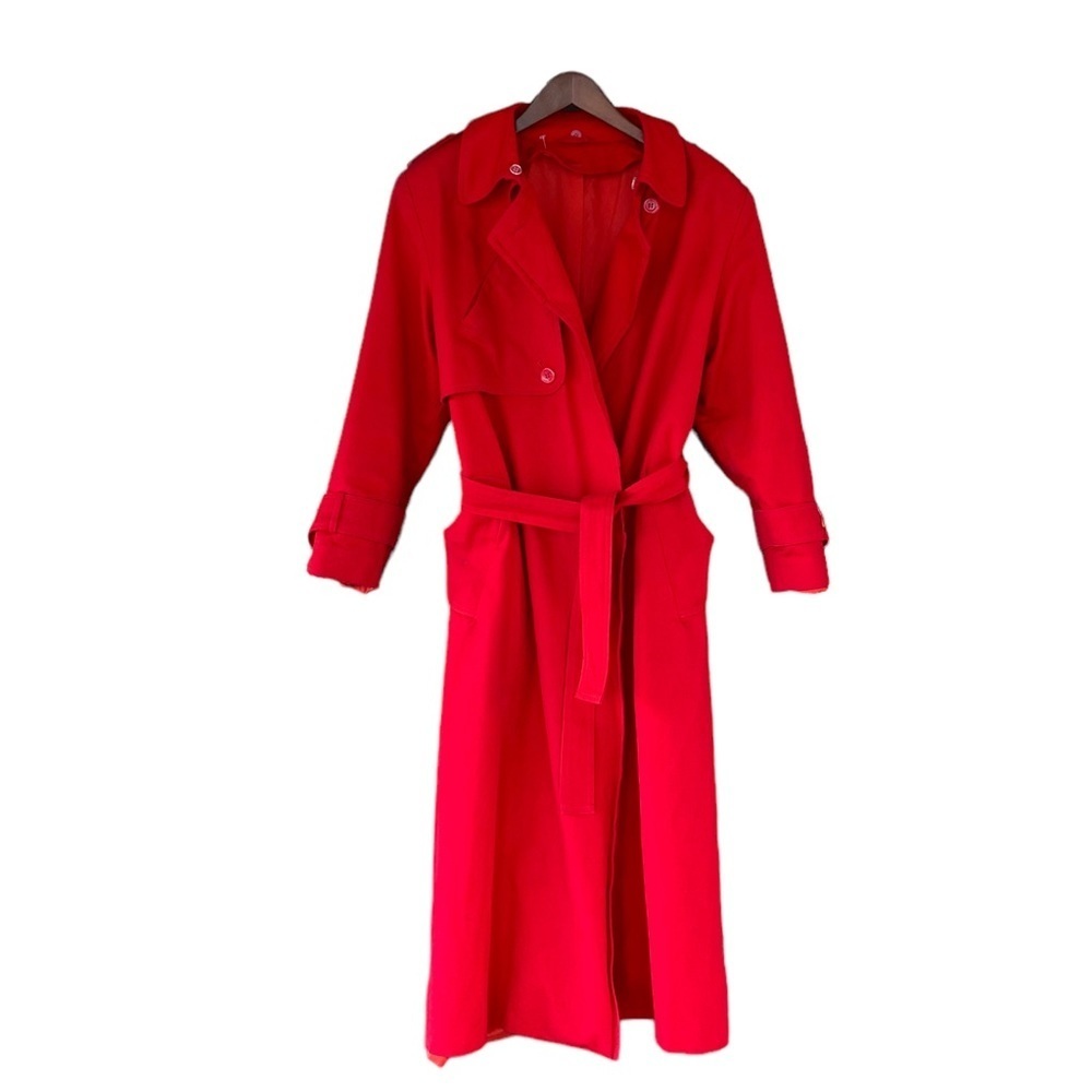 Red linen & cotton trench coat Runs Large.